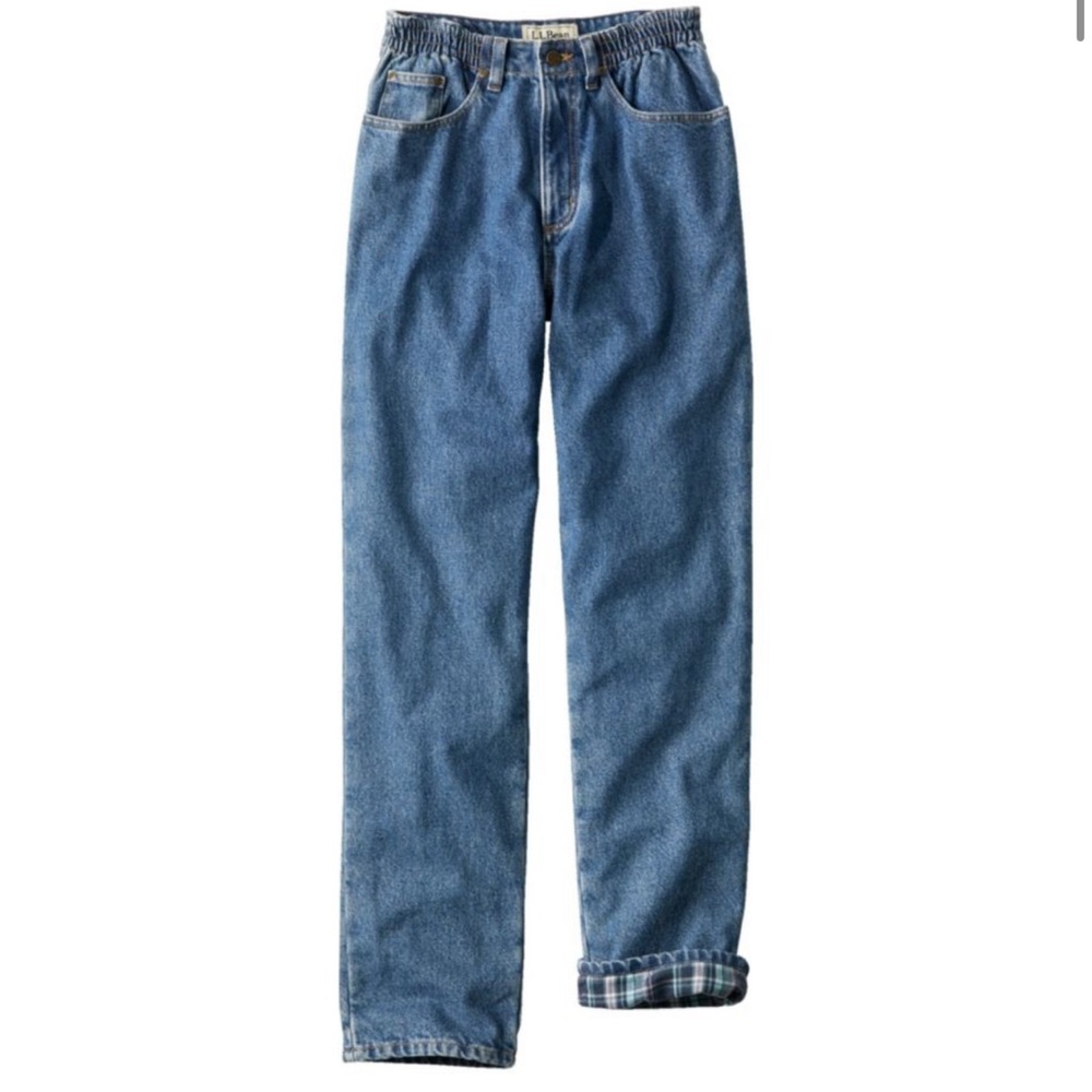LL Bean Flannel lined women jeans PETITE